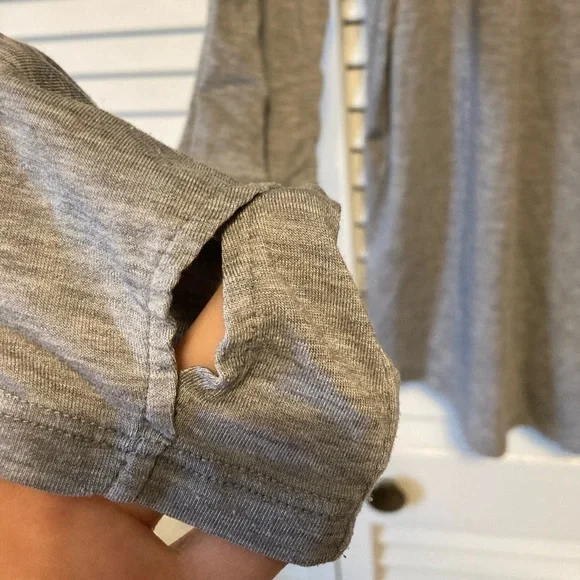 Athleta Yogini Grey Criss Cross Cutout Open Back Long Sleeve Top Size Medium - Picture 7 of 10